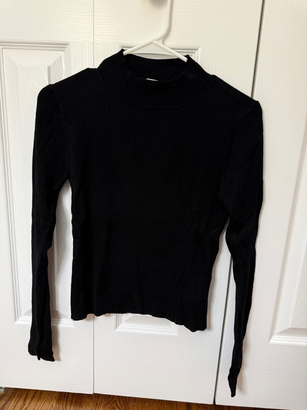MICHAEL Michael Kors Black Ribbed Mock Neck Long Sleeve Top
